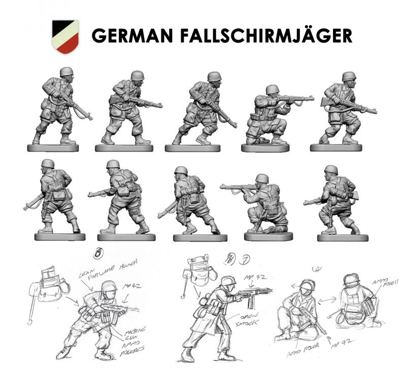 196 x WWII German FallschirmJager--1:144 scale (unpainted plastic