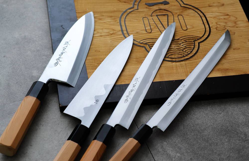 堺一文字光秀 白一鋼 紋鍛錬 ふぐ引き包丁