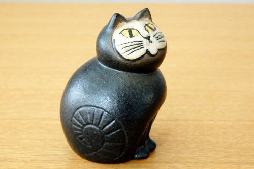 Lisa Larson/リサ・ラーソンデザイン/猫のオブジェ（ブラック） - 北欧