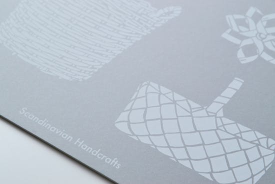 取扱終了】オリジナルポスター/シルクスクリーン/北欧のかご（グレー