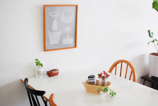 取扱終了】オリジナルポスター/シルクスクリーン/北欧のかご（グレー