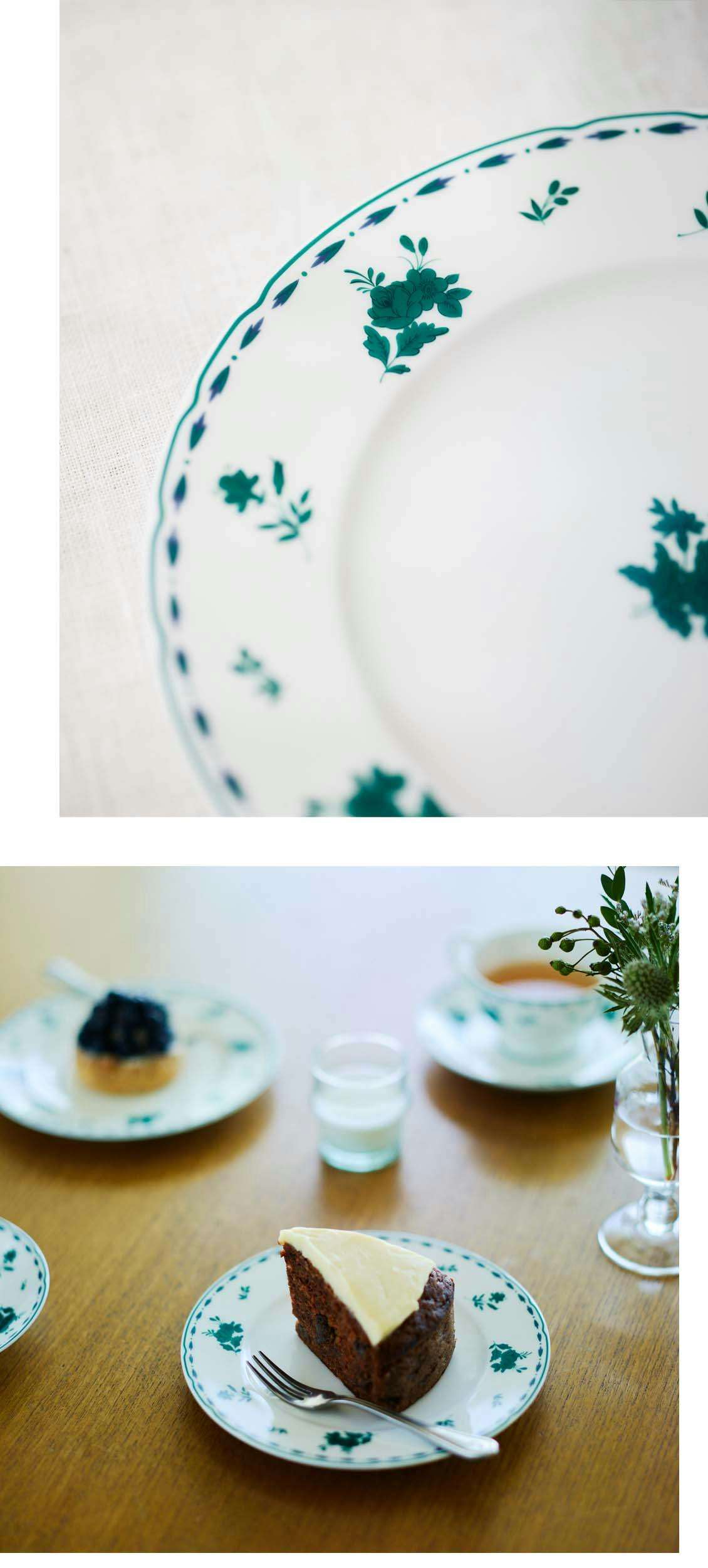 限定復刻第2弾】グリーンの野ばらのケーキ皿 / Noritake