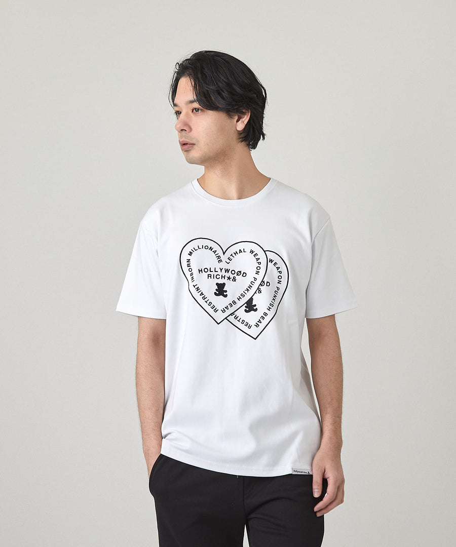 Wハートロゴ半袖Tシャツ / Hollywood Rich. & (ハリウッドリッチ