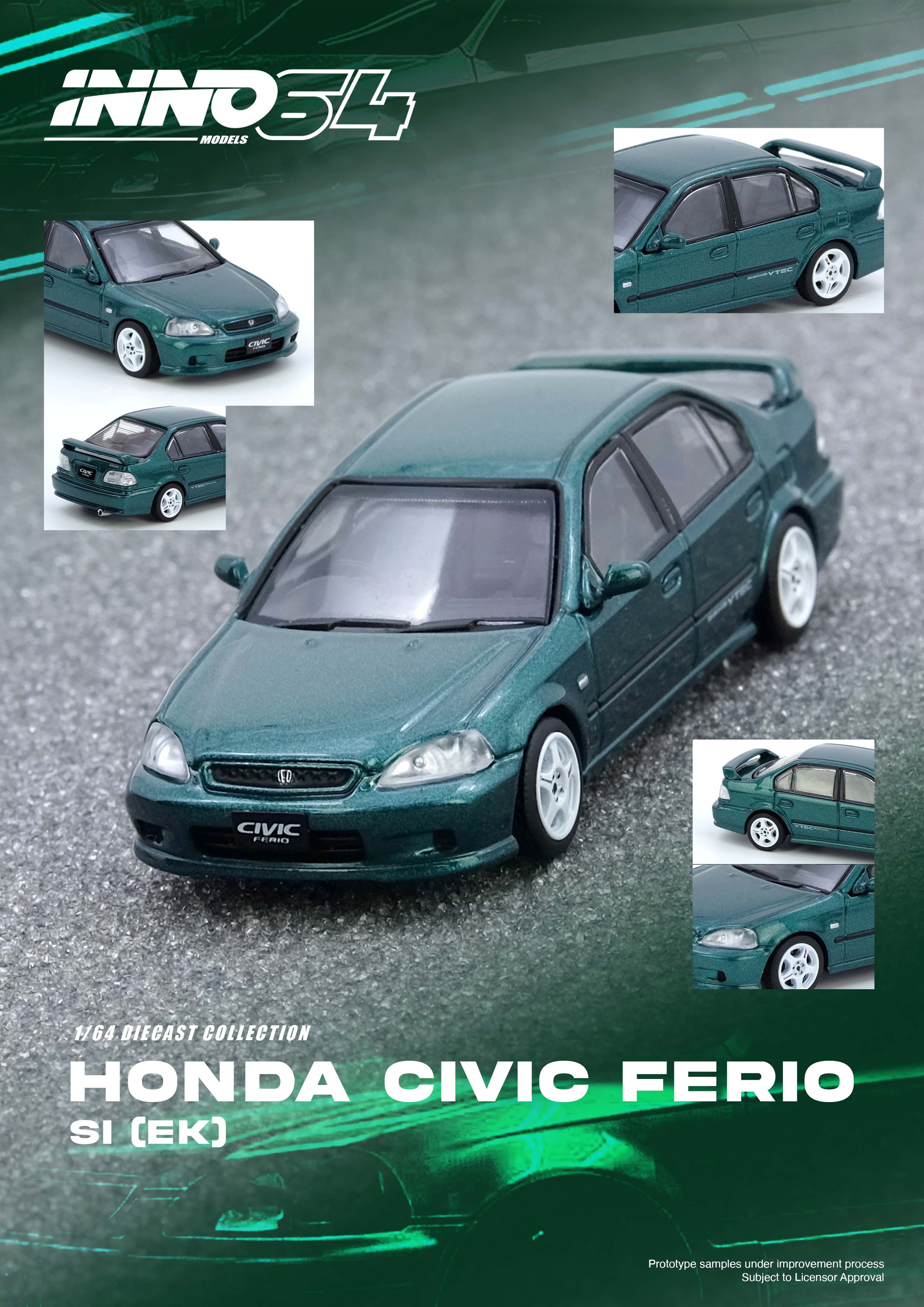 Preorder] Inno64 1:64 HONDA CIVIC Ferio Si (EK) Green IN64-EKS