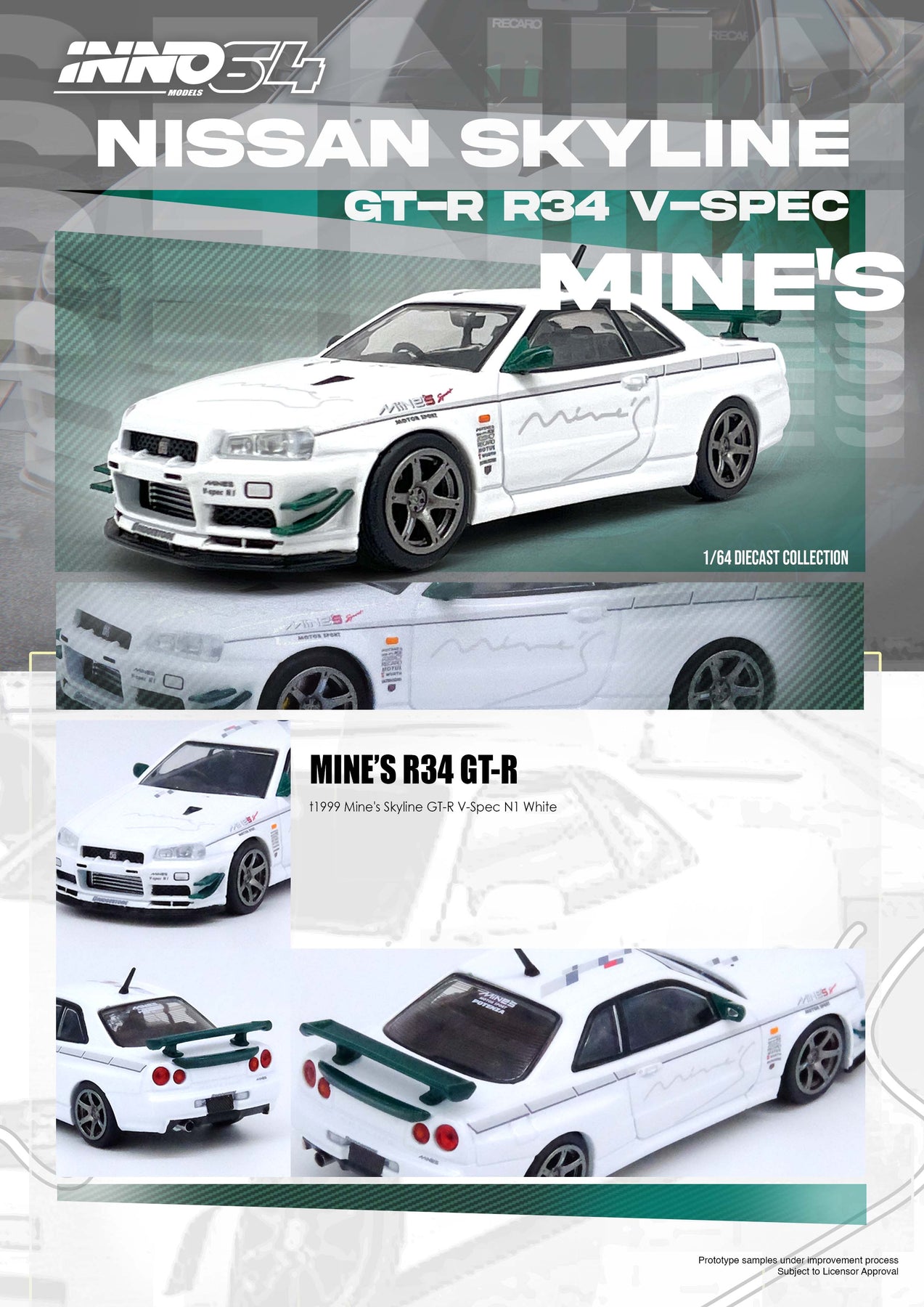 Inno64 1:64 NISSAN SKYLINE GT-R (R34) V-SPEC Tuned by 