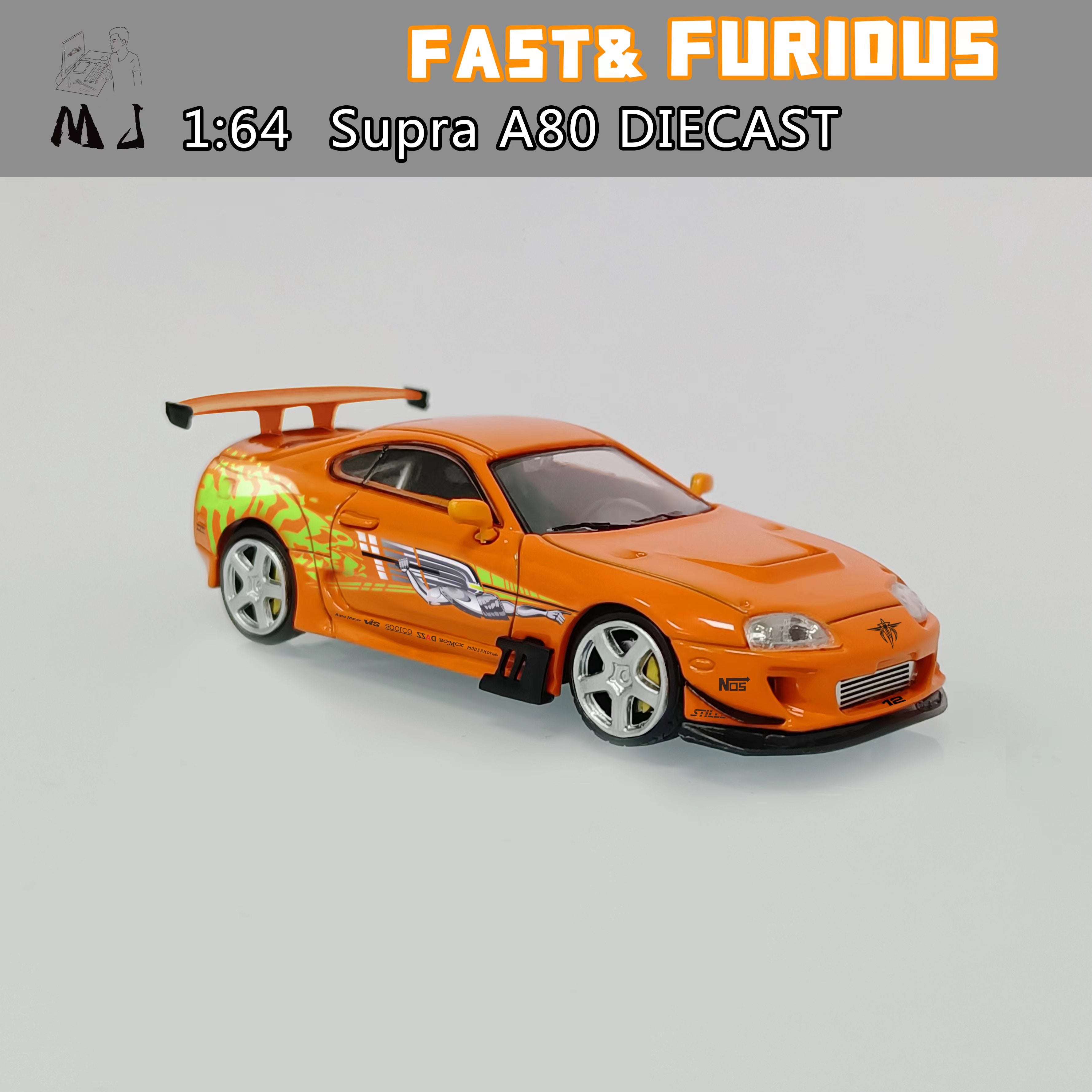 MJ Model 1:64 Toyota Supra (A80) - Fast & Furious in Orange