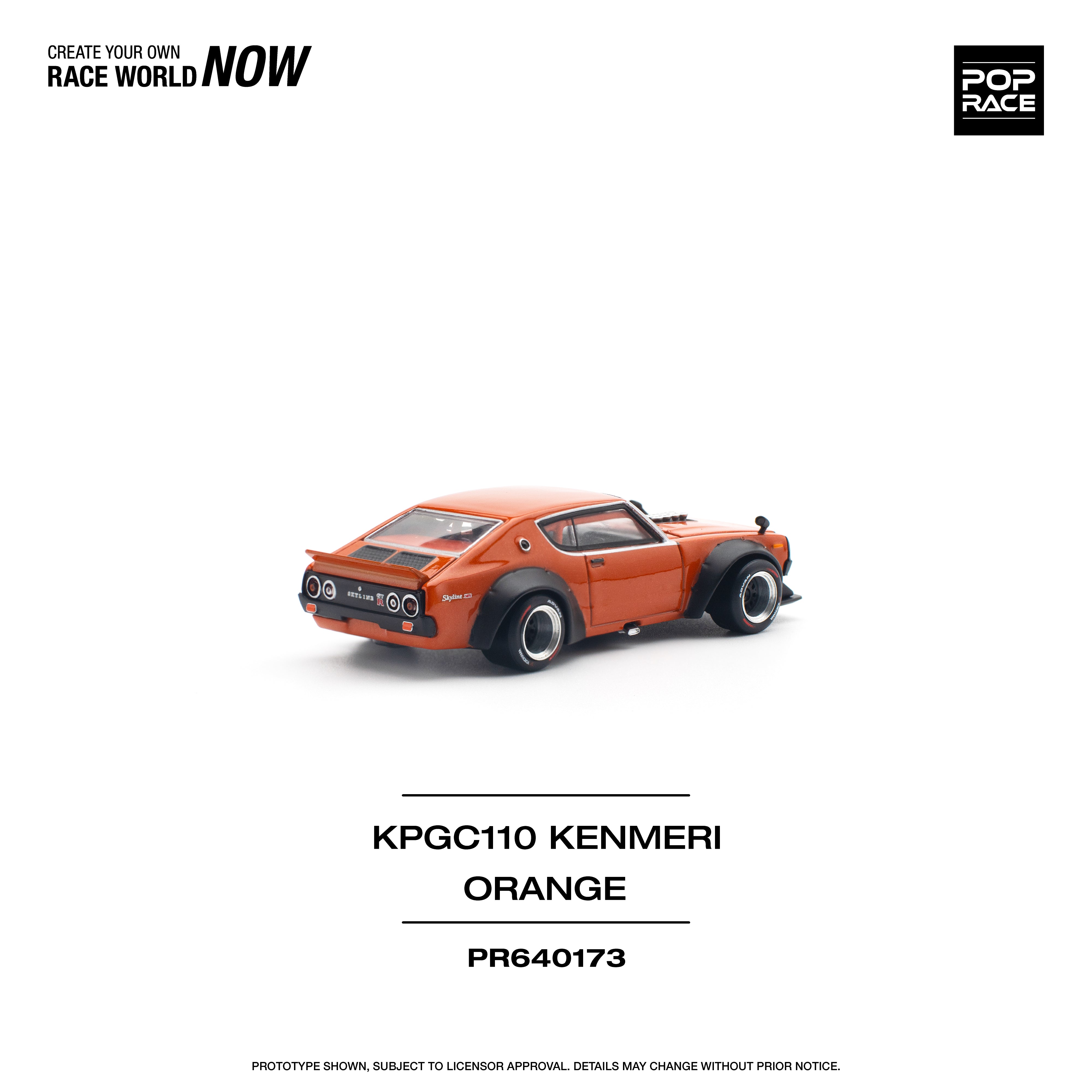 POPRACE 1:64 NISSAN SKYLINE GT-R V8 DRIFT (KENMERI) ORANGE