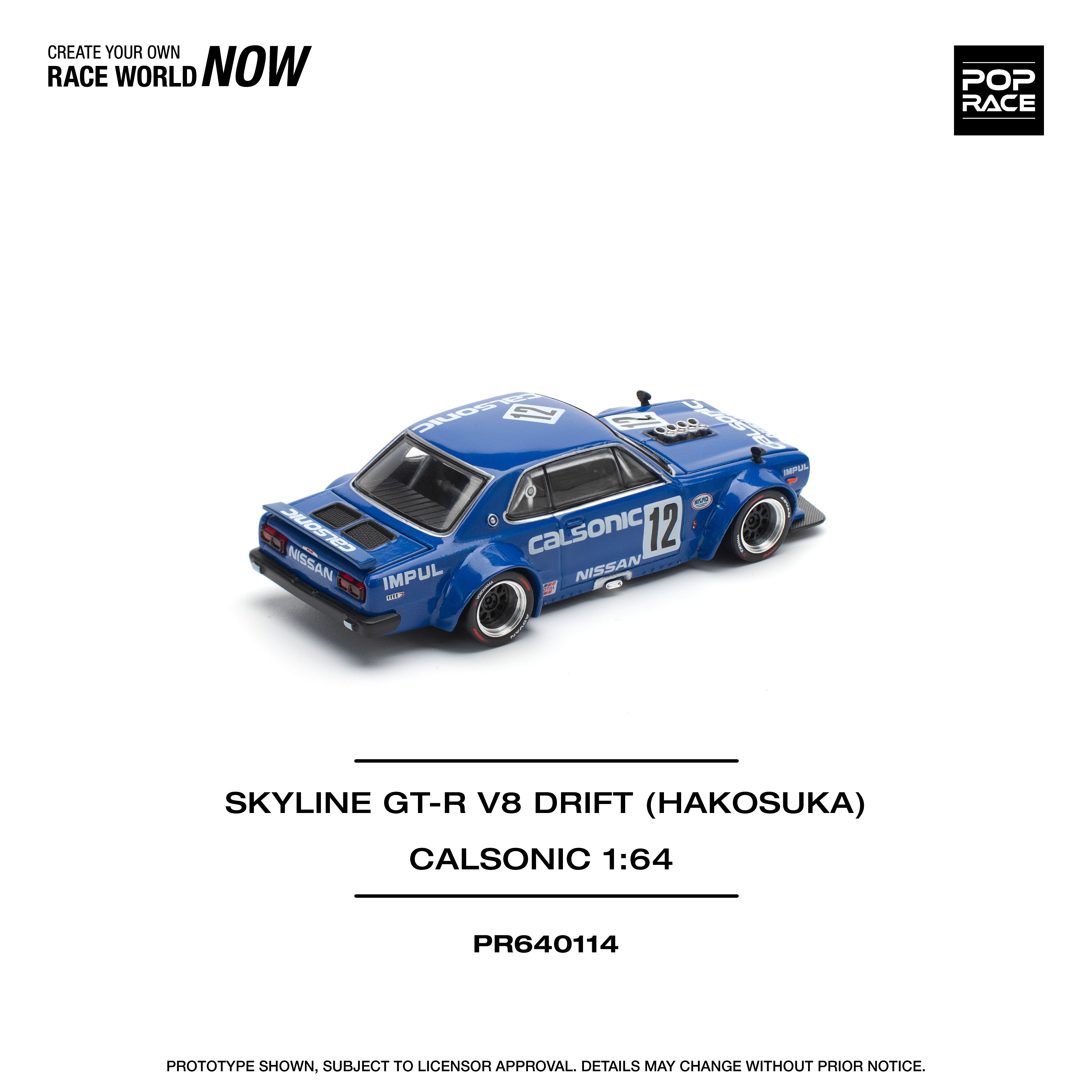 Preorder] POPRACE 1:64 SKYLINE GT-R V8 DRIFT (HAKOSUKA) - CALSONIC