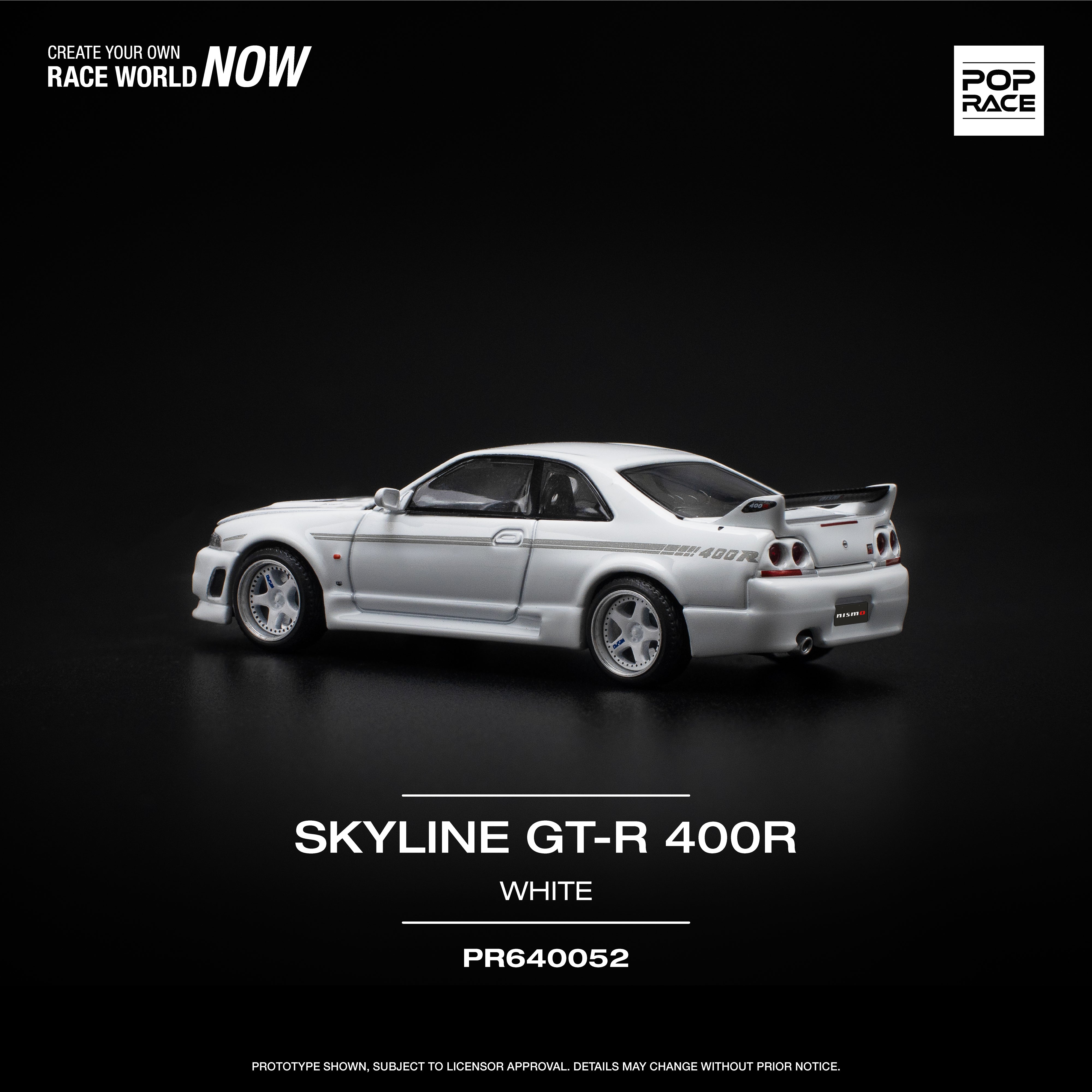 POPRACE 1:64 NISSAN GT-R R33 NISMO 400R - WHITE PR640052 – Horizon