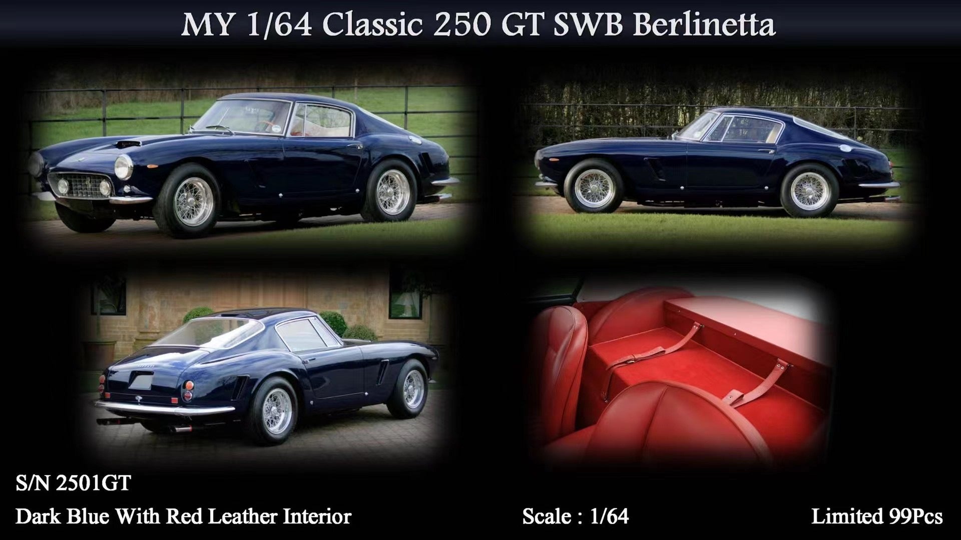 MY64 X M64X 1:64 Ferrari 250 GT SWB Berlinetta Dark Blue – Horizon