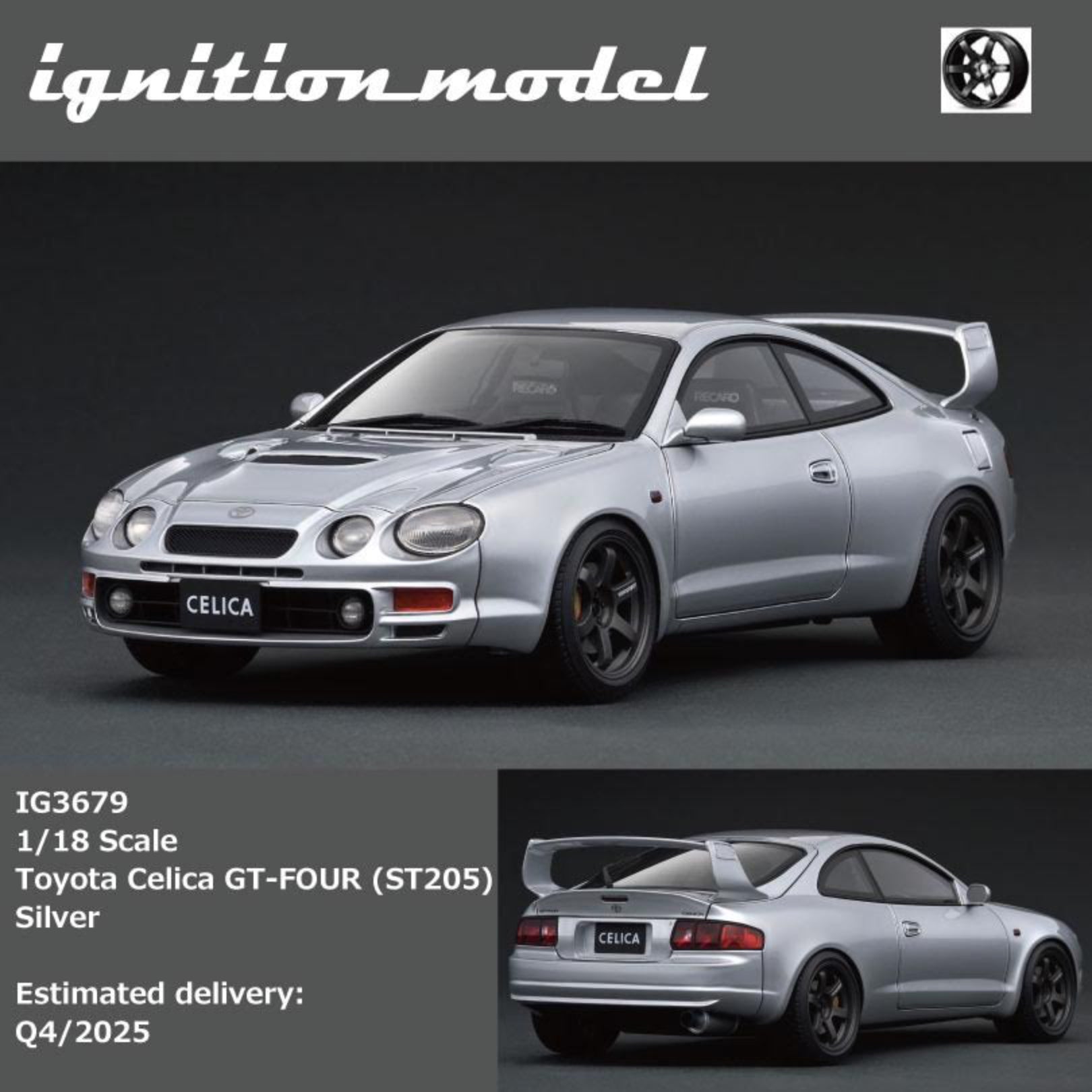 Ignition Model 1:18 Toyota Celica GT-FOUR (ST205) Silver IG3679