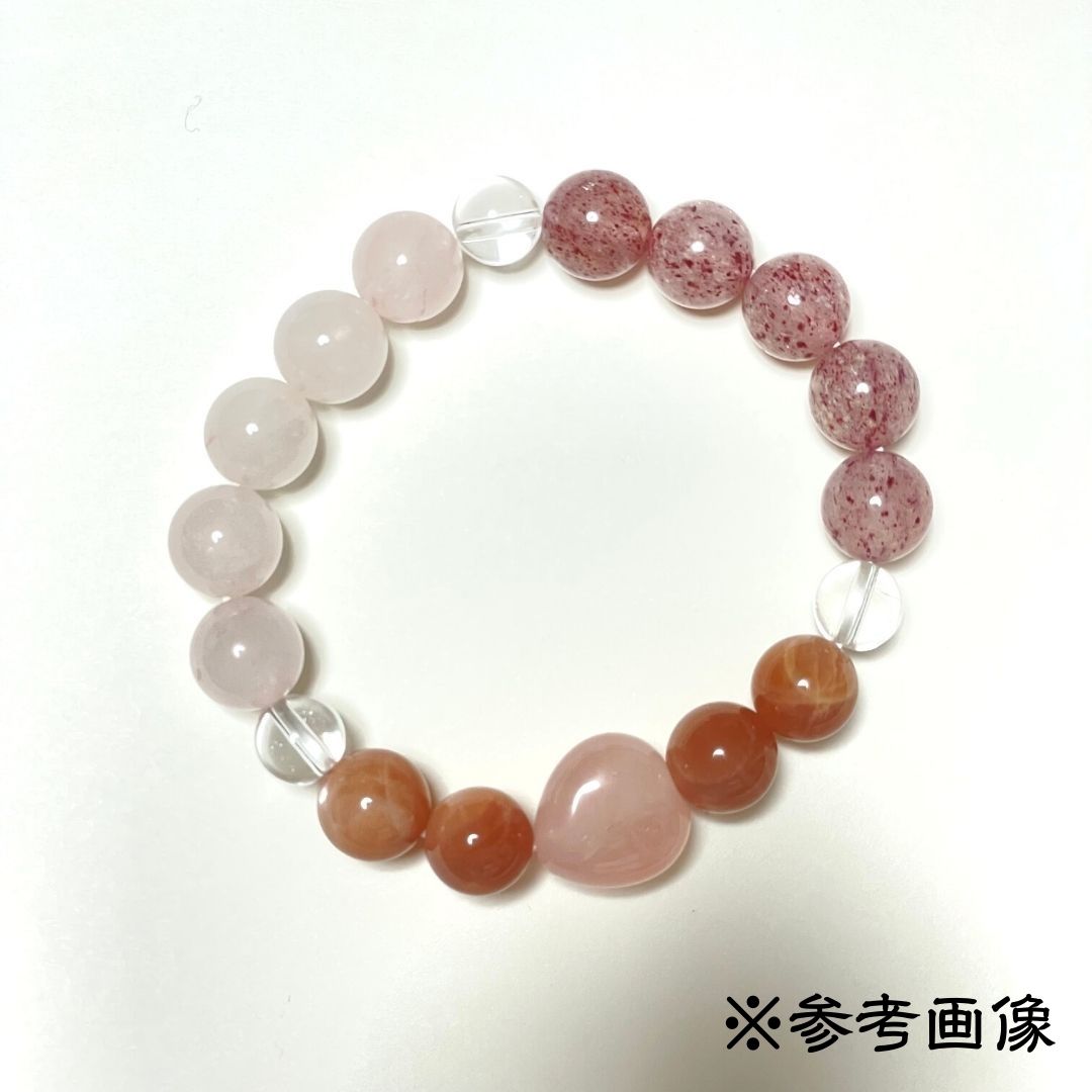 春の新作】受注製作 桜の冠ブレスレット ローズクォーツ 白水晶 天然石