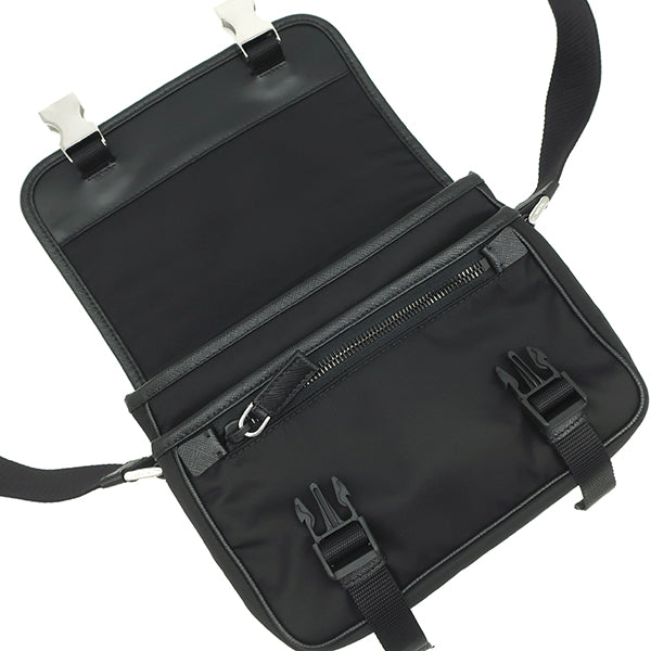 プラダ PRADA Re-Nylon x サフィアーノレザー 2VD034 ブラック