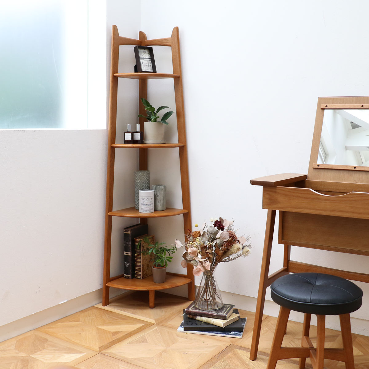 コーナーラック 幅35cm 4段 天然木 OAKER – ハウジー