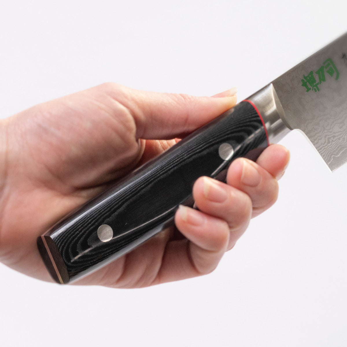 三徳包丁 17cm 九間丁 ダマスカス鋼割込 黒マイカルタ 堺刀司 日本製