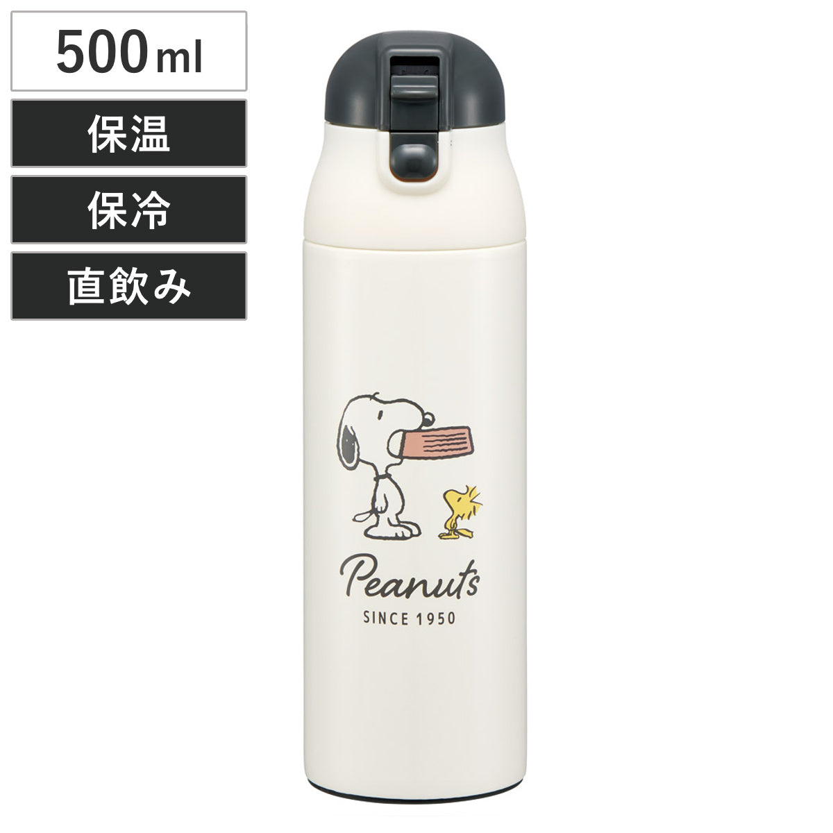 水筒 500ml ワンプッシュステンレスマグボトル SNスヌーピー バッジ