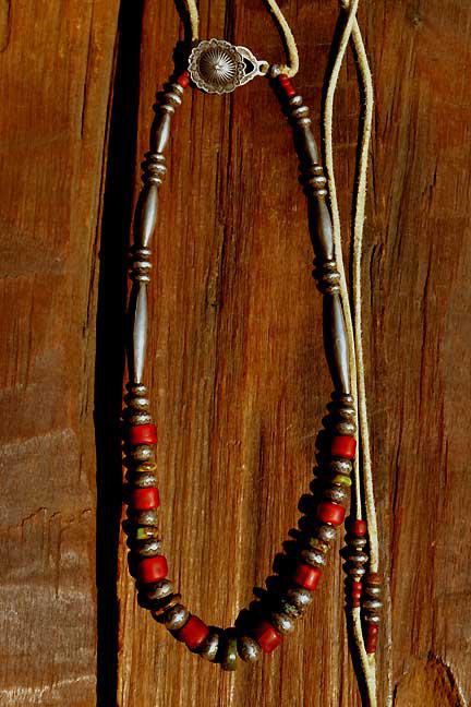 Antique white hearts × TQ Beads Necklace ( アンティーク ホワイト