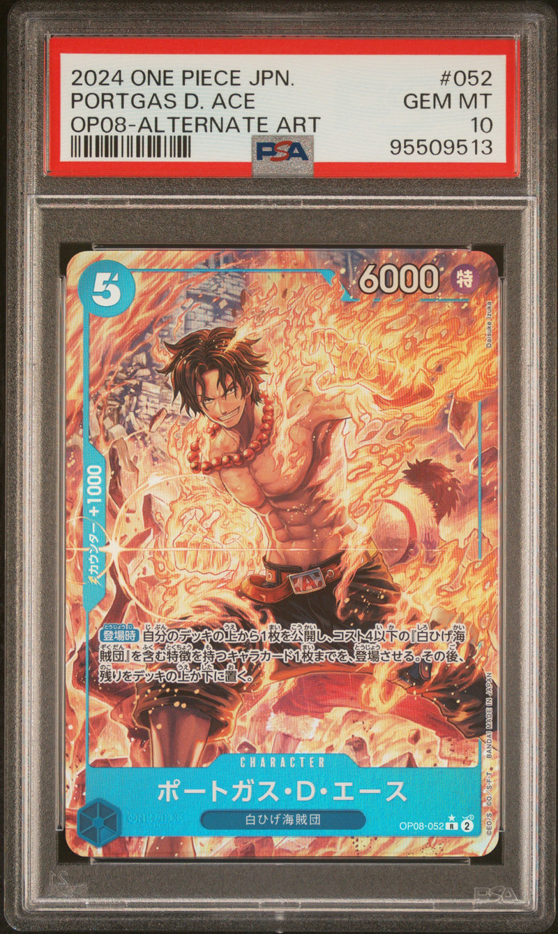 PSA 10 - OP08 (Japanese) - Portgas D. Ace (Alt Art) #052