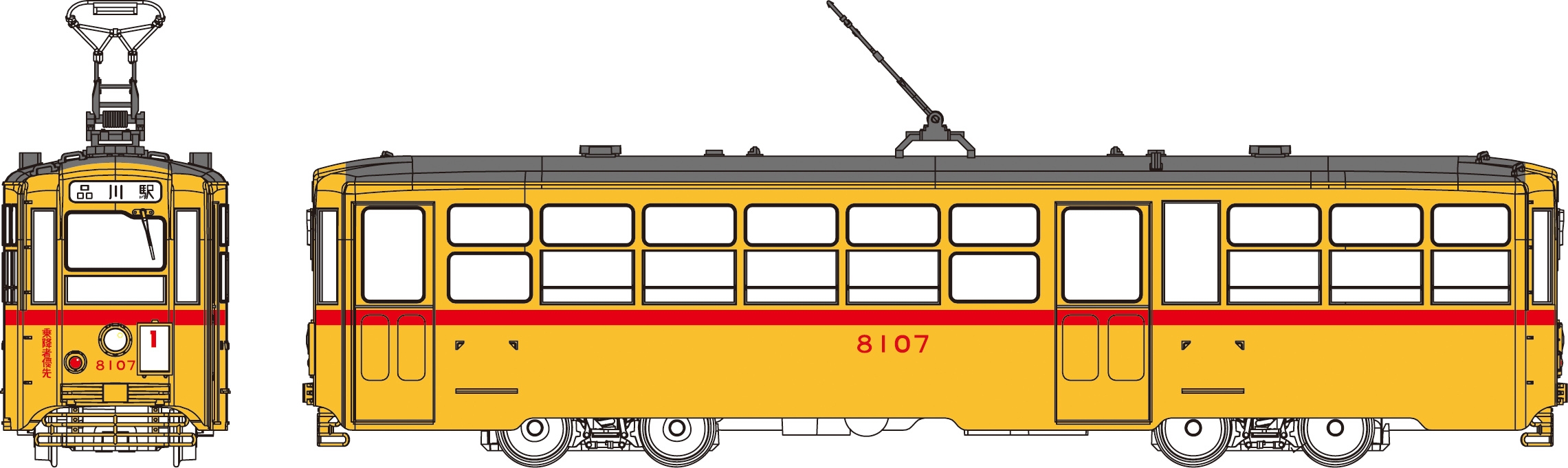トラムウェイ TW-HO8107 都電8000形(8107番・1系統・品川駅行) 鉄道