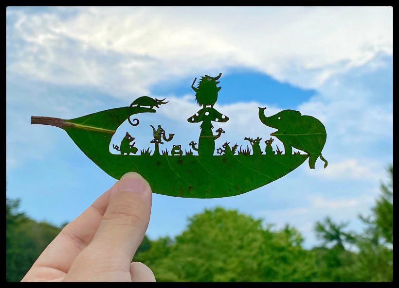 葉っぱ切り絵アート」が大注目！発達障害・ADHDのリトさんが作品作りに