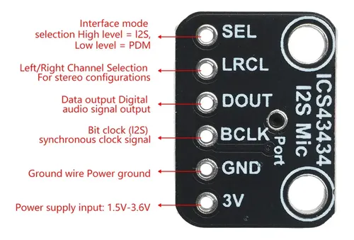 Módulo De Microfone Digital Ics-43434 Mems I2s 1.5v-3.6v Mi