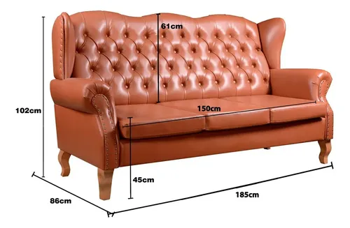 Sofá 3 Lugares Capitonê Vintage Imperador Chesterfield