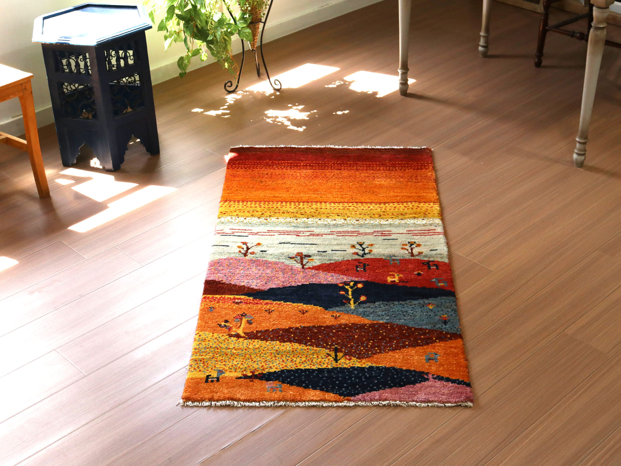 ギャッベ ノマド 手織りラグ イラン141×71cm 風景のギャッベ