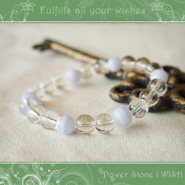 ブルーレースアゲートと水晶のパワーストーン・ブレスレット 良い眠り