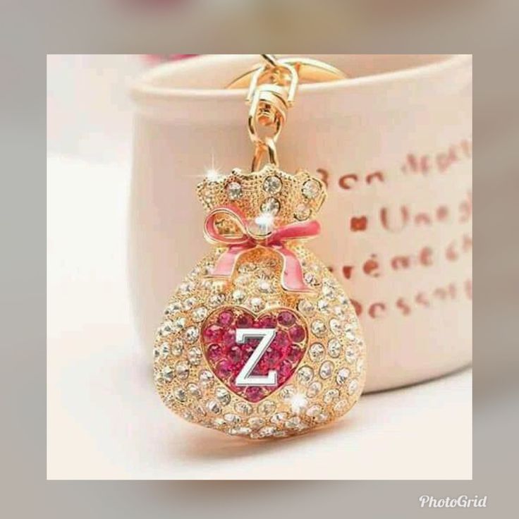 Pink Heart Shaped Keychain with Letter Z | Home Decor