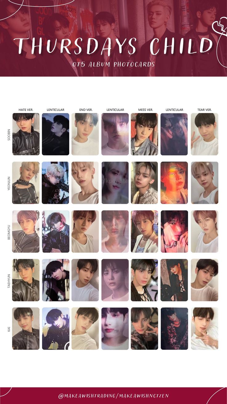 txt thursdays child photocard list
