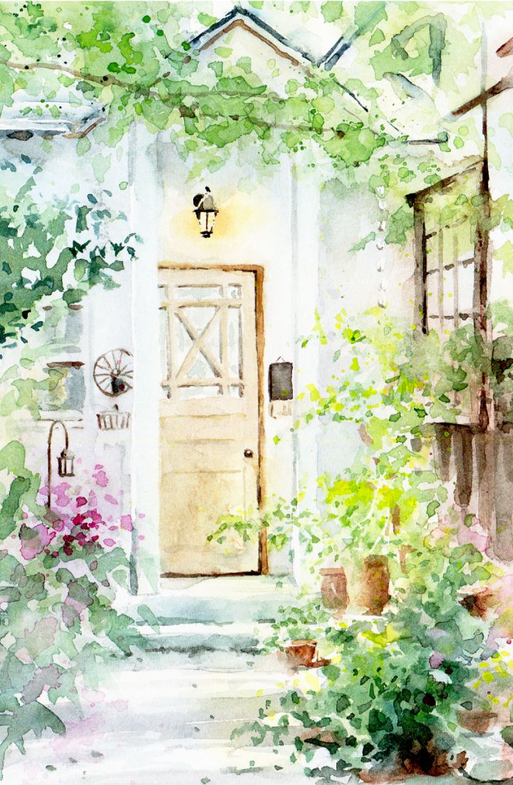 水彩画：花のある風景」のアイデア 43 件 | 水彩, 水彩画, 風景