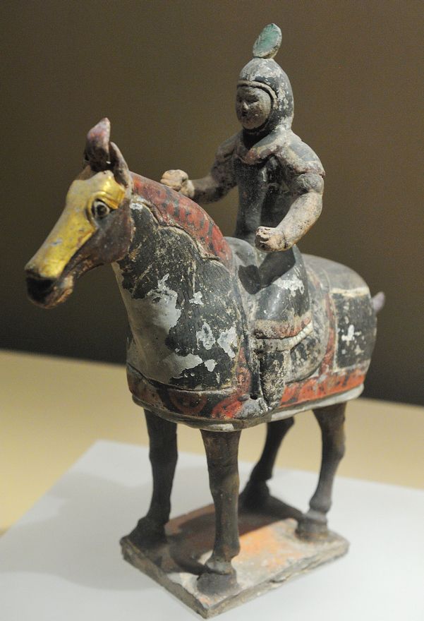 明朝三彩加彩文人俑 】 出土副葬品 高43.5cm 明朝三彩加彩文人俑