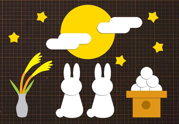 ☆無料ダウンロード型紙「十五夜」お月見 秋 満月 9月 幼稚園 保育園