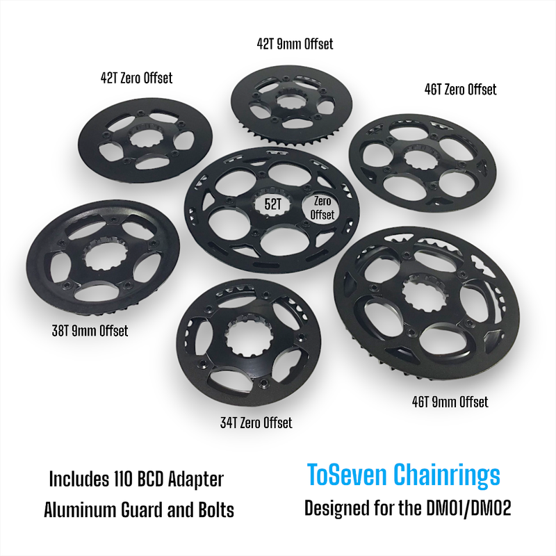 ToSeven DM01 and DM02 Chainrings with 110 BCD Spider, Bolts and