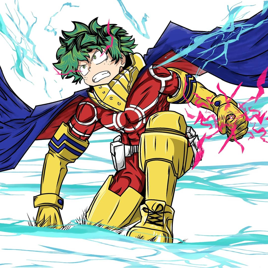 シルバーエイジ版オールマイト風ギアを身につけたデク (アート by