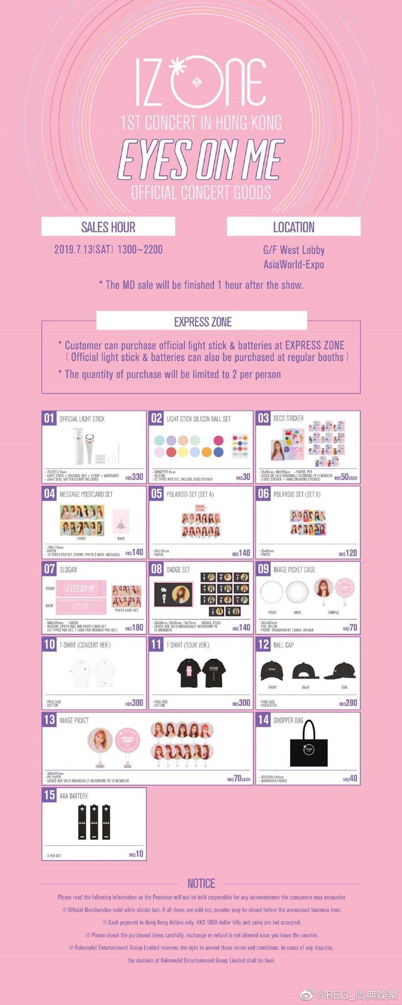 190708 IZ*ONE 'Eyes On Me' Hong Kong Merchandise : r/iZone