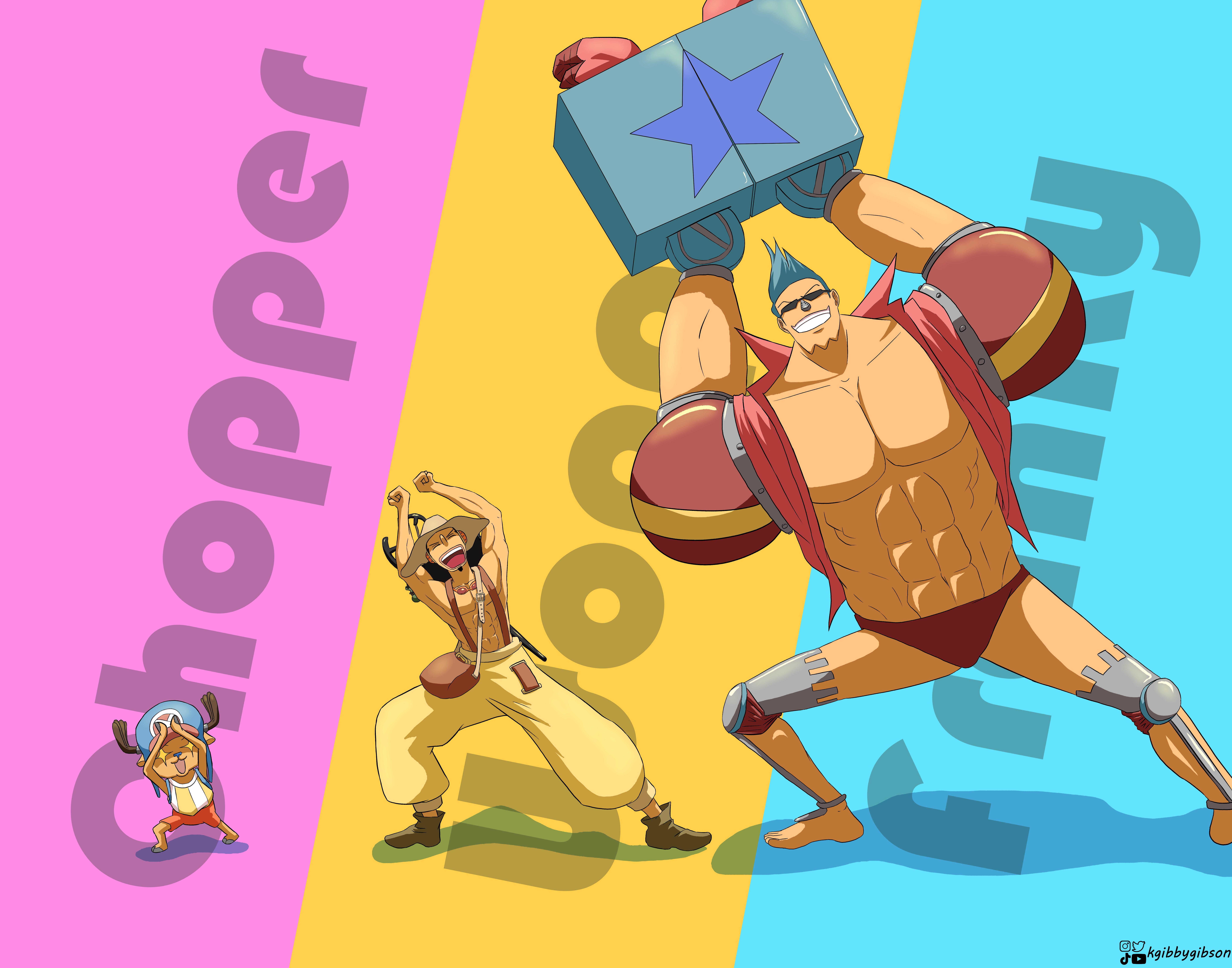 チョッパー、フランキー、ウソップのファンアート、僕のカラフル