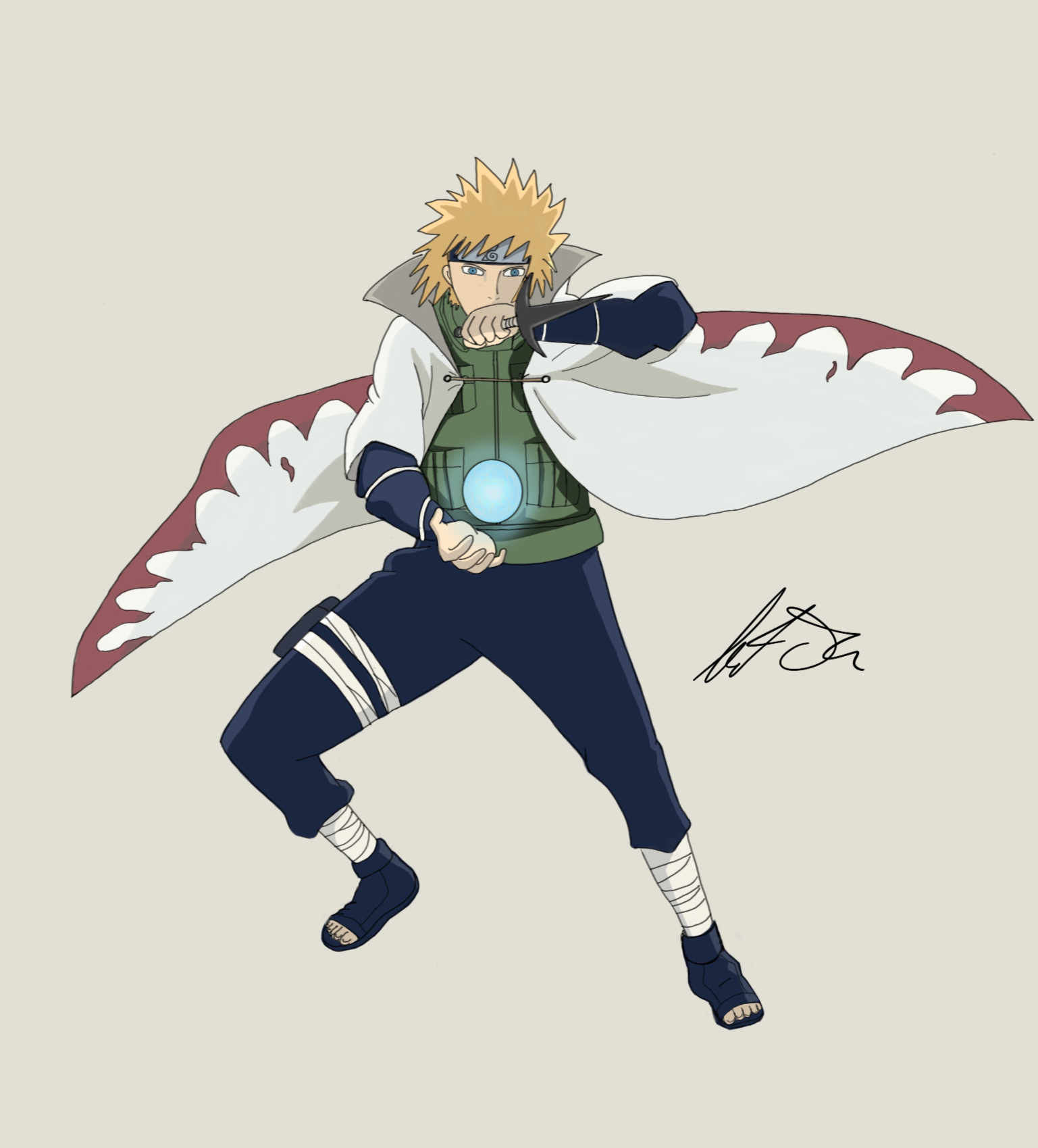 皆さん、こんにちは！これが、有名なポーズをとっている四代目火影