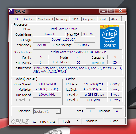 Found that the best way to do 5Ghz on 4790K is with single core