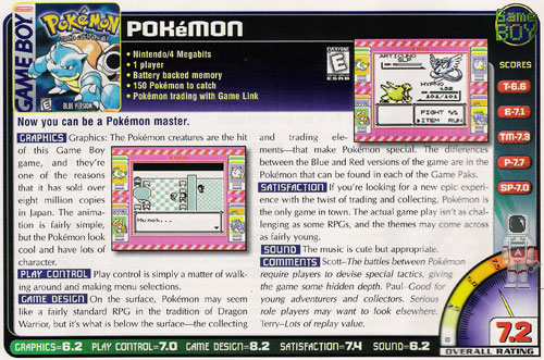 TIL: Nintendo Power gave Pokemon Red and Blue a 7.2 review score