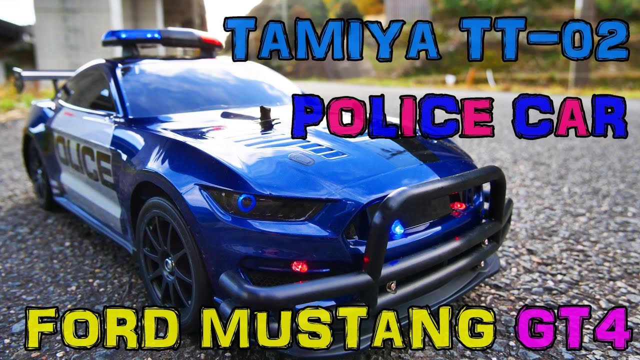 POLICE CAR] TAMIYA FORD MUSTANG GT4 TT-02 chassis - YouTube