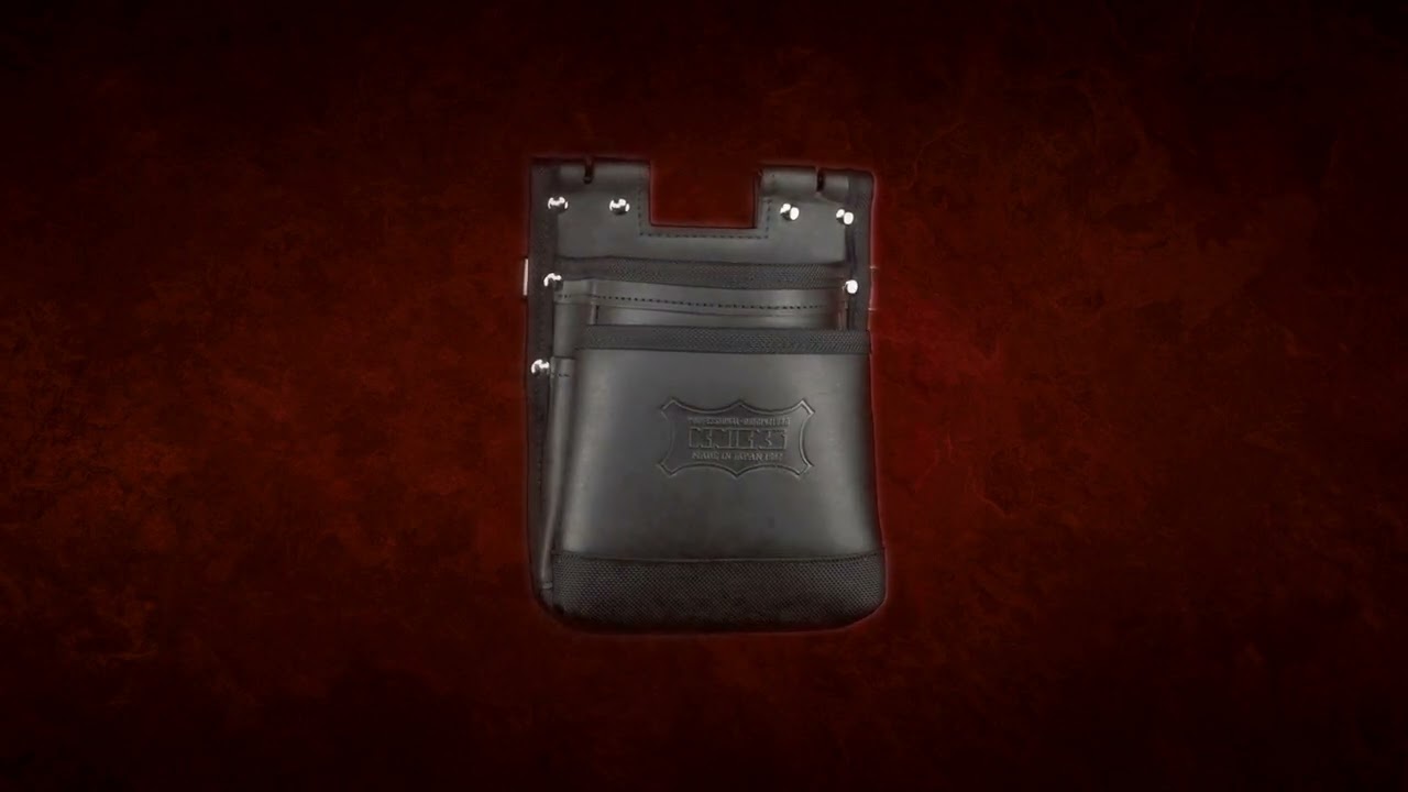 KBS-201TB／鳶職向仕様ツーウェイタイプヌメ革2段腰袋〈ブラック