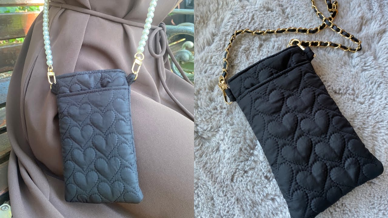 ハートキルティングで作るスマホショルダー｜シンプル＆かわいい