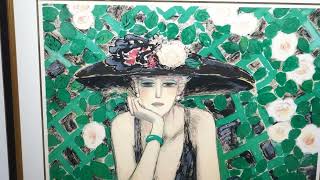 ジャン・ピエール・カシニョール 立葵 人物画 絵画 女性 インテリア