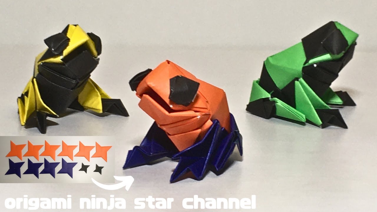 折り紙☆12 ヤドクガエル 2-1 poison dart frog origami - YouTube