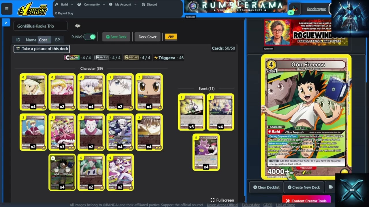 Union Arena TCG - HunterxHunter Volume 2 - Deck Profile Yellow