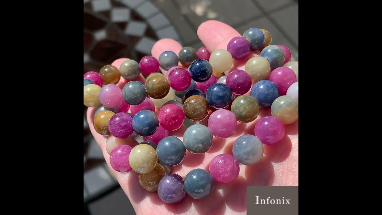 高品質]マルチカラーサファイアブレスレット（約10.5mm玉） - 埼玉県