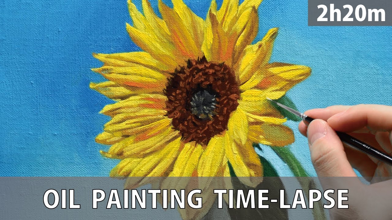 油絵]2時間20分で描くリアルなヒマワリのメイキング | 描き方 | Oil