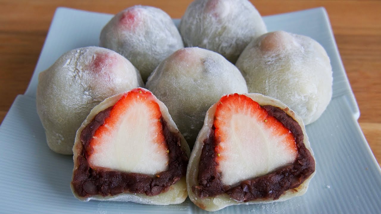 簡単】あんこたっぷり柔らかお餅のいちご大福 Strawberry Mochi