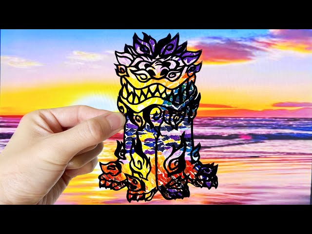Sunset🌇】Draw only on paper【切り絵×ちぎり絵】#okinawa #japanese